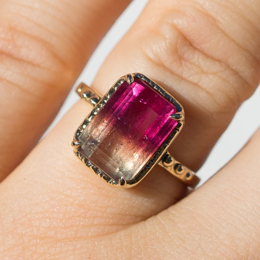 RESERVED FOR KELLY- 14k Gold Bicolor Tourmaline Ring- Sz 6.75