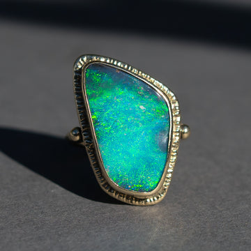 freeform boulder opal 14k gold ring