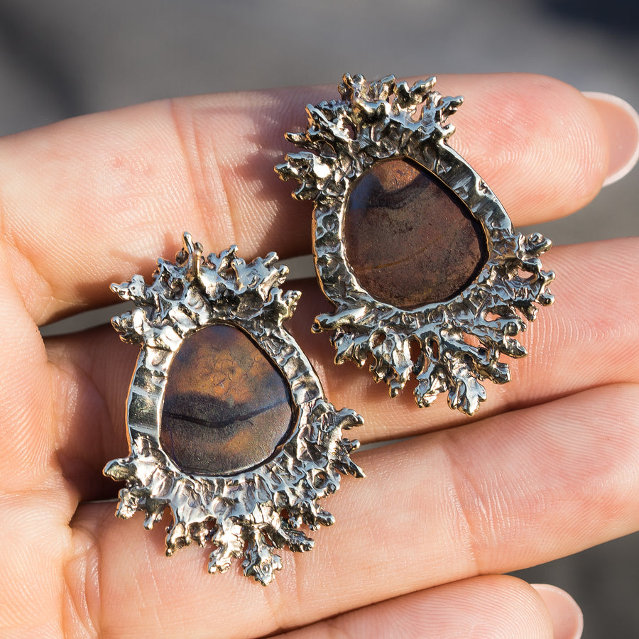 14k Gold Boulder Opal Earrings