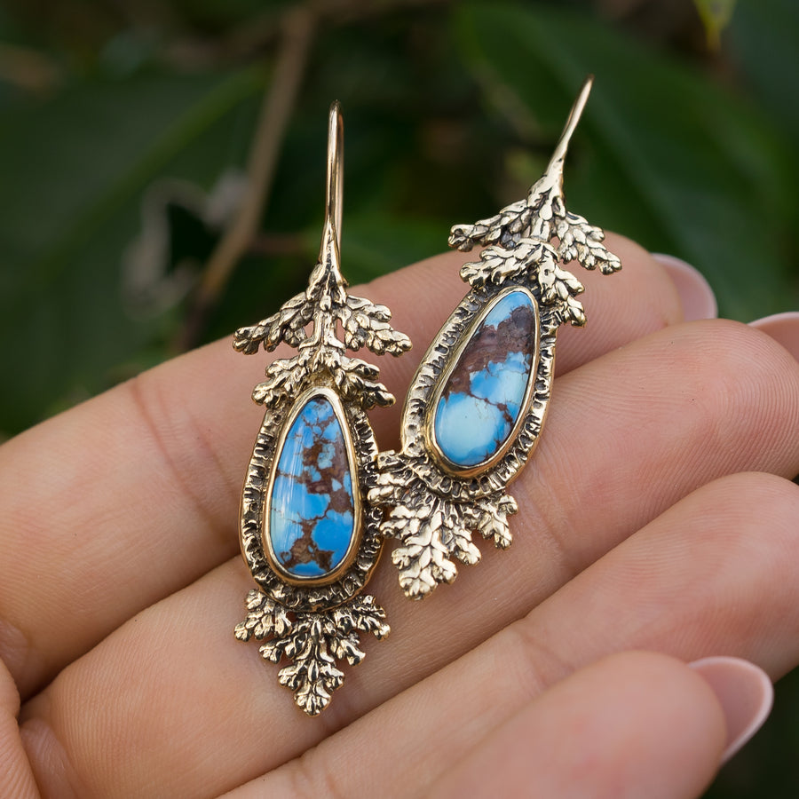 14k Gold Golden Hills Turquoise Earrings