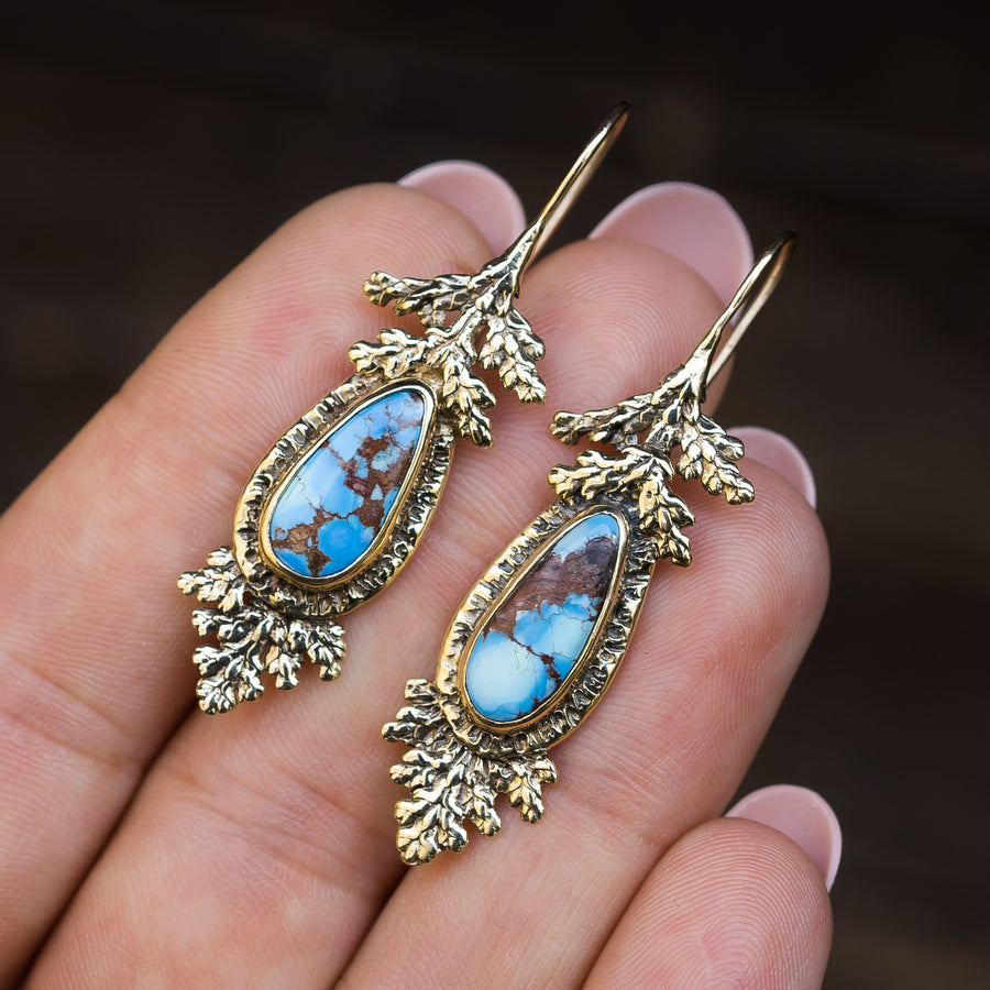 14k Gold Golden Hills Turquoise Earrings