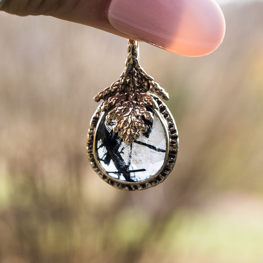 Tourmalinated Quartz Juniper Pendants