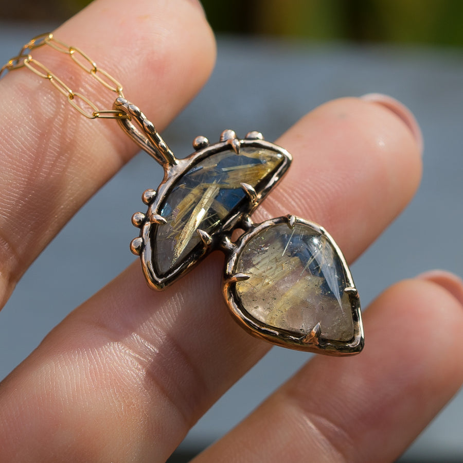 Rutilated Quartz Bronze Pendant