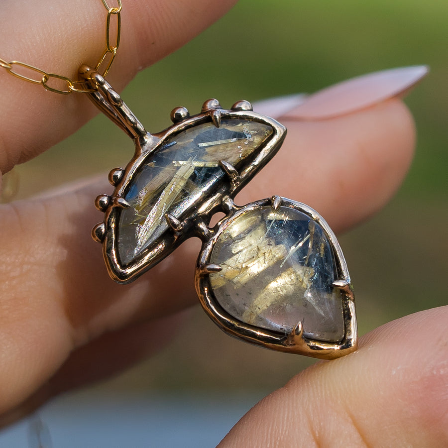 Rutilated Quartz Bronze Pendant