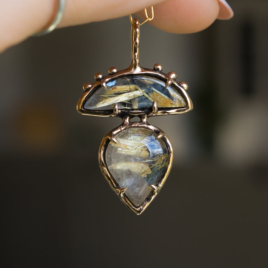 Rutilated Quartz Bronze Pendant