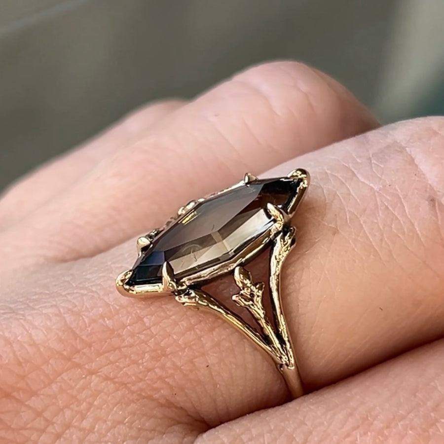 RESERVED FOR MICHELLE- 14k Gold Smoky Quartz Ring