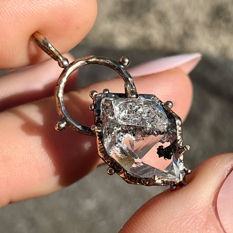 PRE-ORDER FOR NICOLE- Herkimer Diamond Bronze Pendant