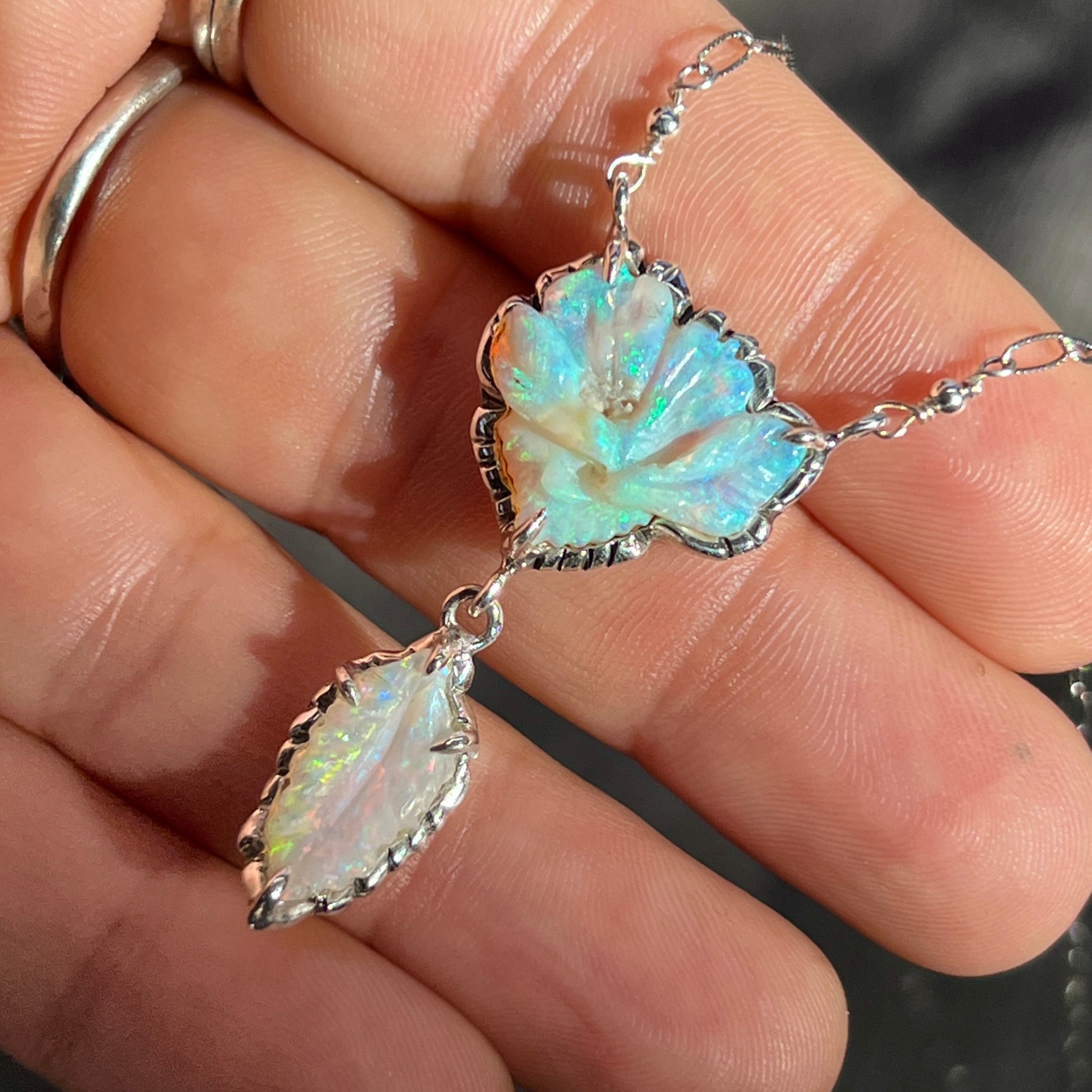 AVAILABLE PRE-ORDER- Carved Opal Silver Pendant – ALLOYD Studio