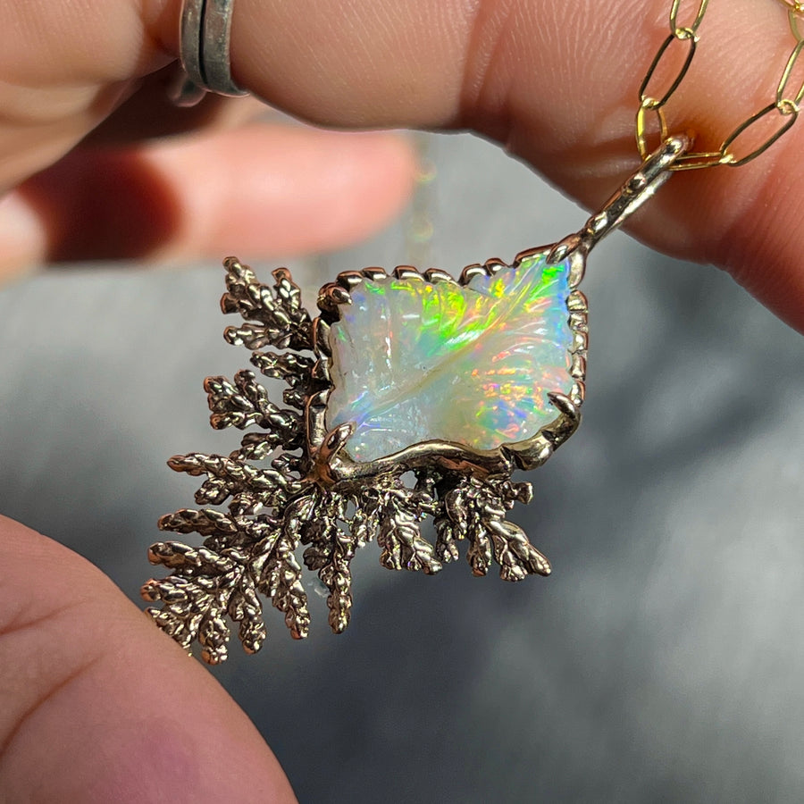 AVAILABLE PRE-ORDER- Carved Opal Bronze Pendant