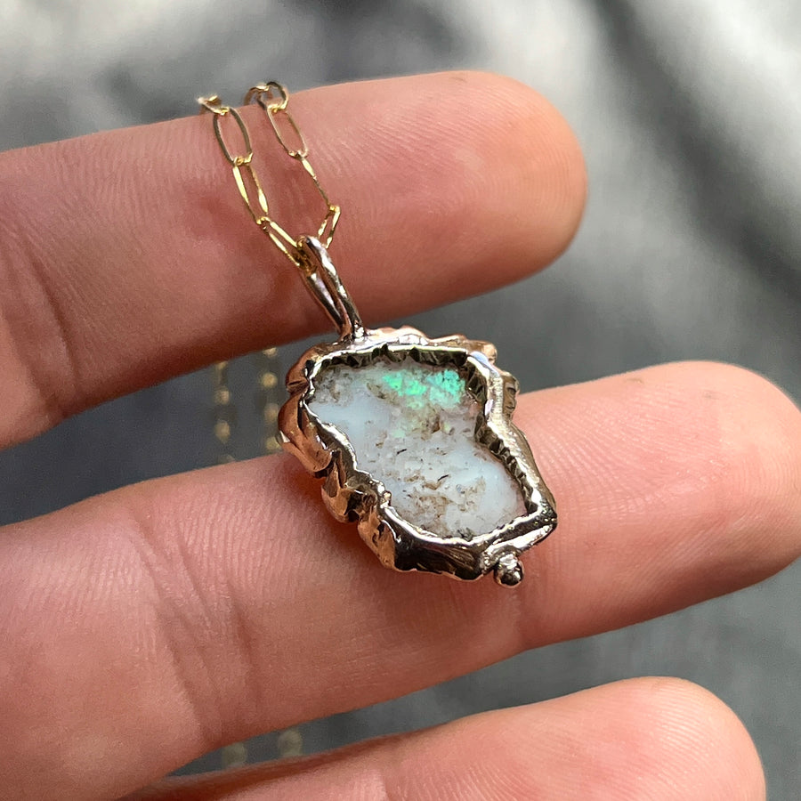 AVAILABLE PRE-ORDER- Carved Opal Bronze Pendant