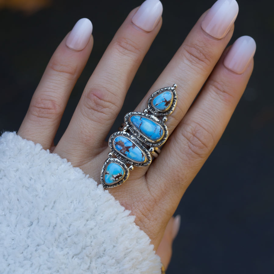 Golden Hills Turquoise Gypsy Ring- Sz 7.75