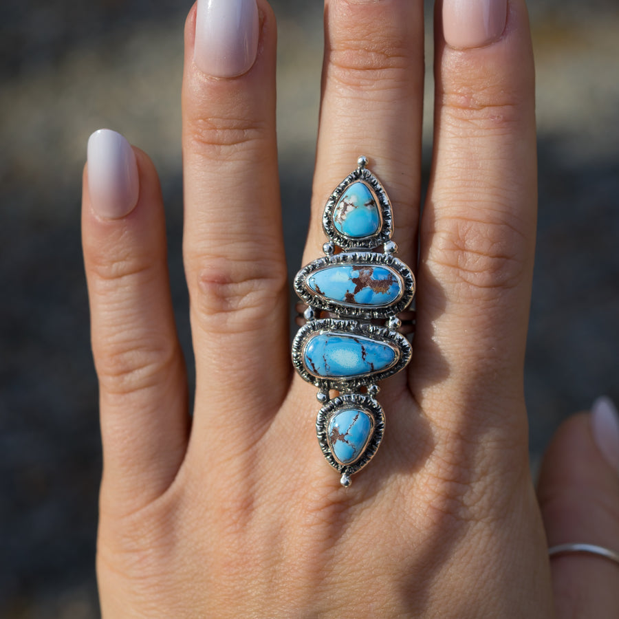 Golden Hills Turquoise Gypsy Ring- Sz 7.75