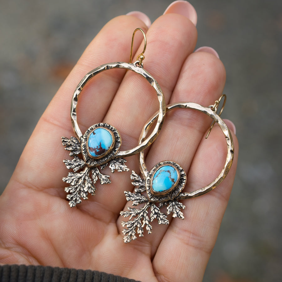 AVAILABLE PRE-ORDER- Lavender Turquoise Bronze Hoops
