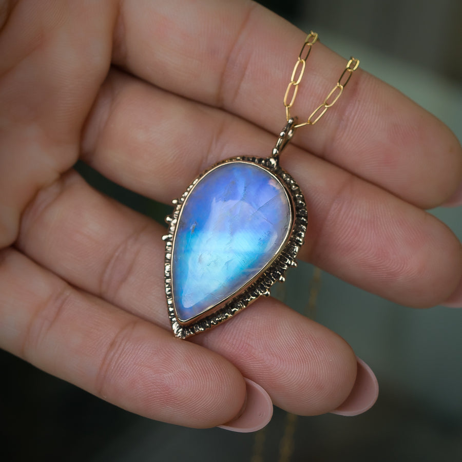 Moonstone Teardrop Bronze Pendant