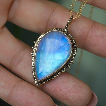 Moonstone Teardrop Bronze Pendant