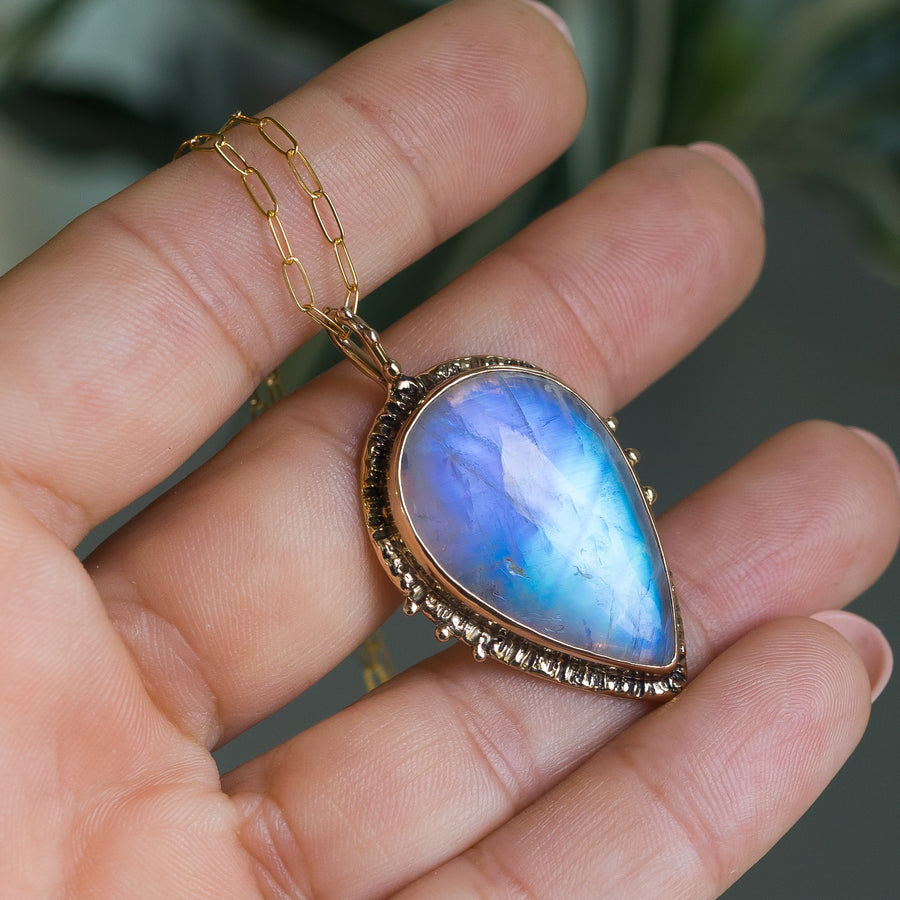 Moonstone Teardrop Bronze Pendant