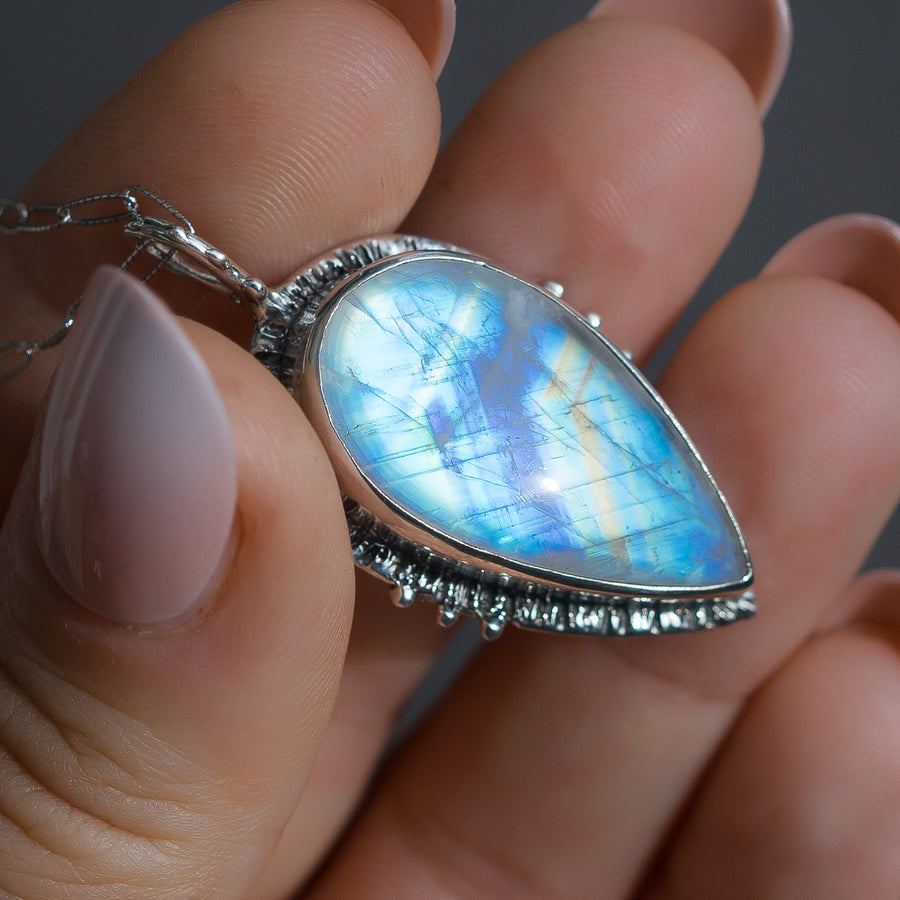 Moonstone Teardrop Silver Pendant