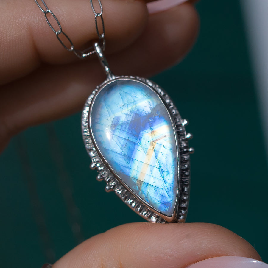 Moonstone Teardrop Silver Pendant