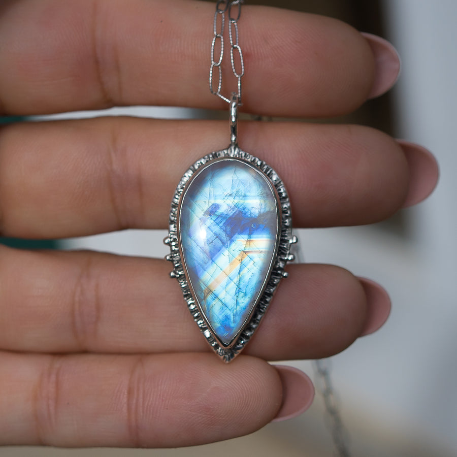 Moonstone Teardrop Silver Pendant