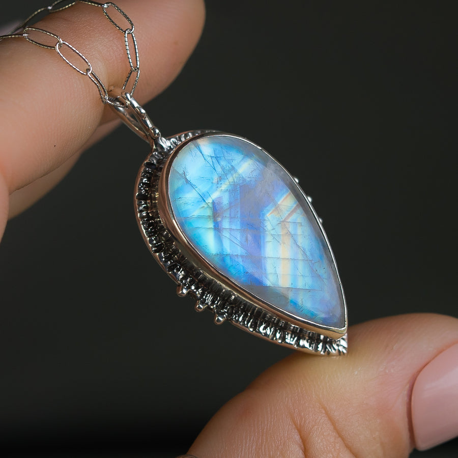 Moonstone Teardrop Silver Pendant