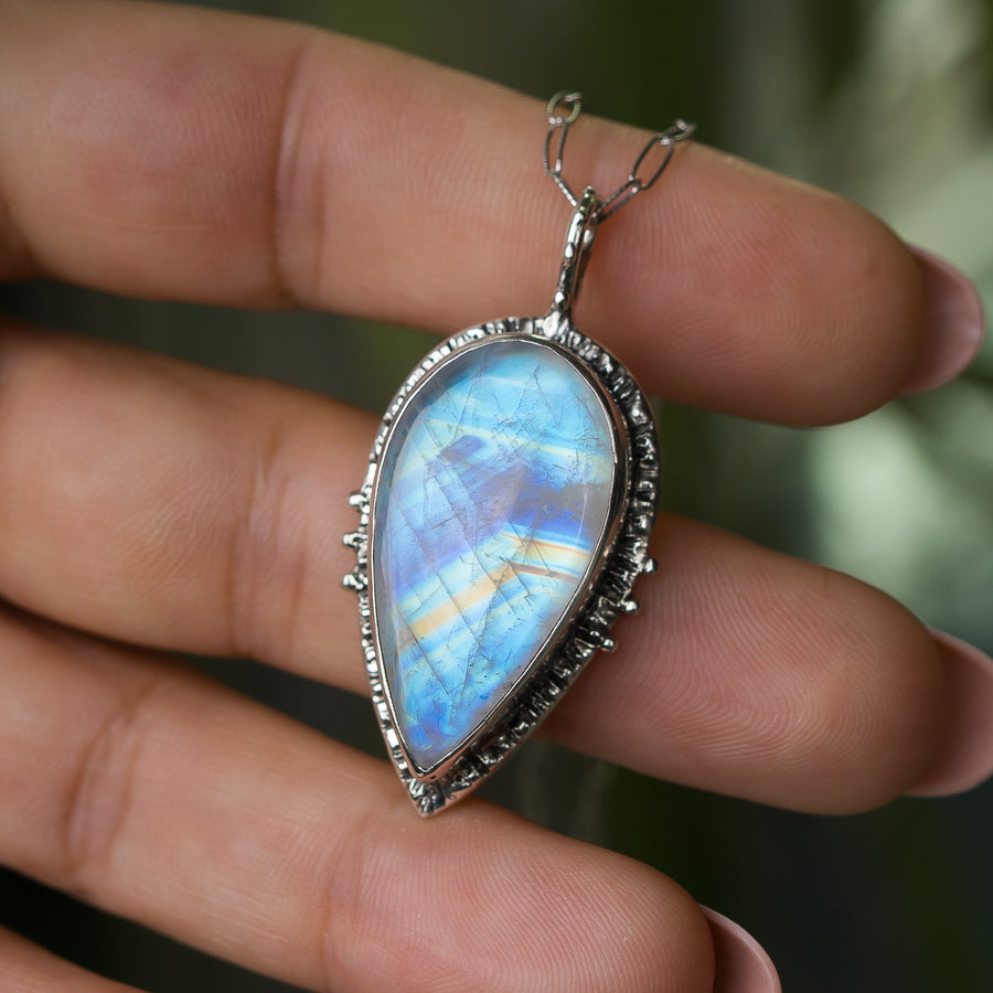 Moonstone Teardrop Silver Pendant