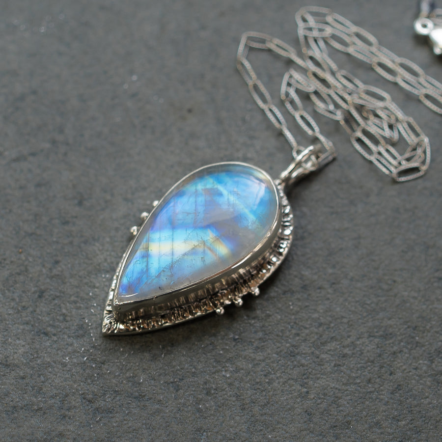 Moonstone Teardrop Silver Pendant