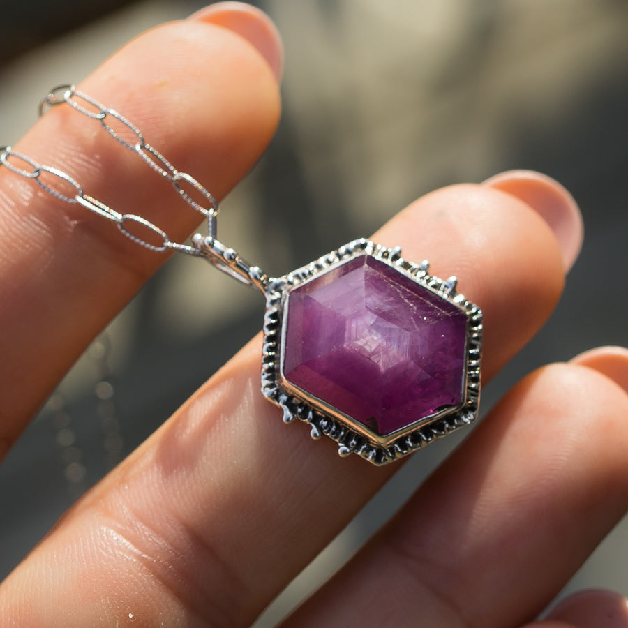 Ruby Hex Pendant