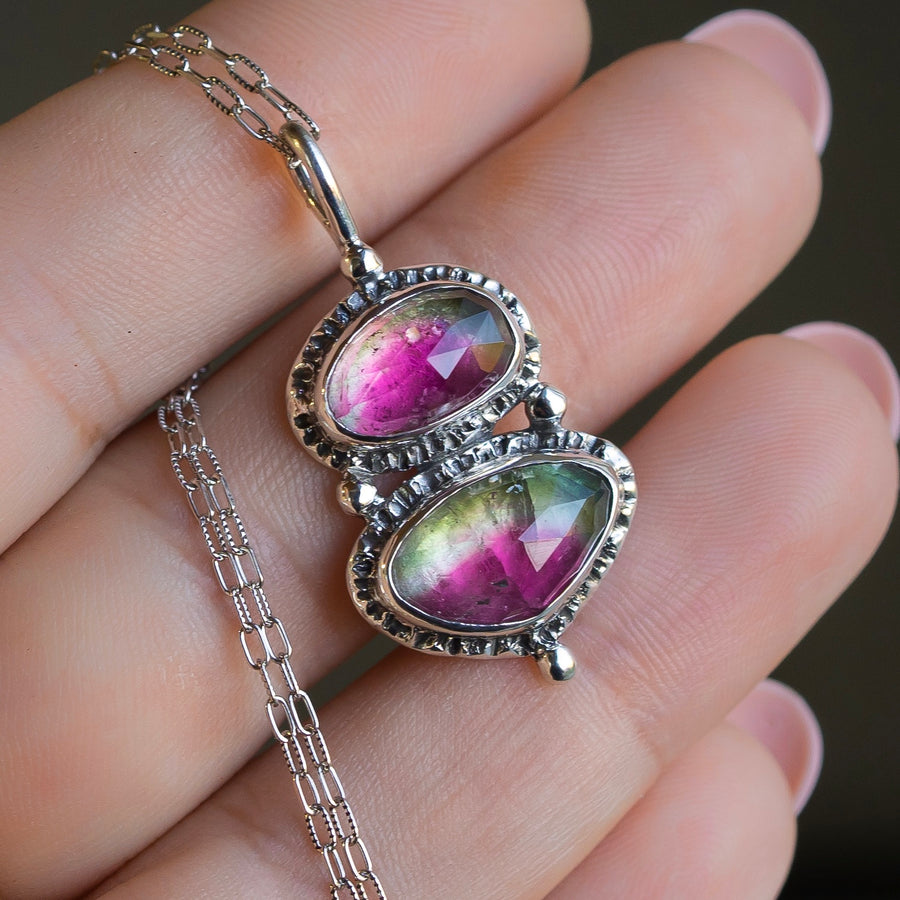 Watermelon Tourmaline Silver Pendant