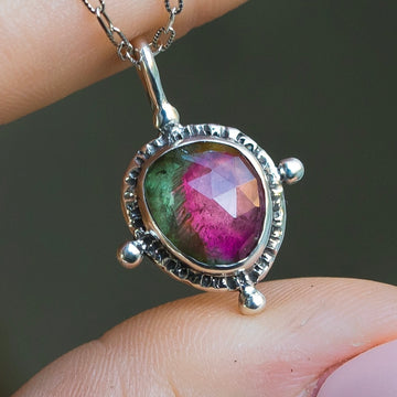 Watermelon Tourmaline Silver Pendant