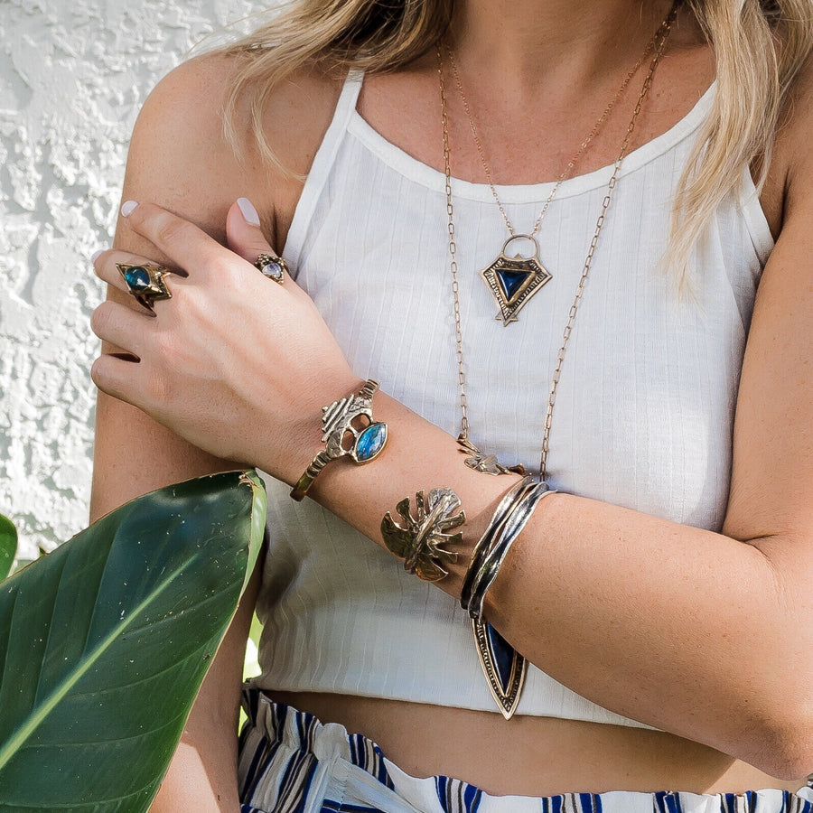 Monstera Leaf Bracelet, Leaf Bracelet, Sterling Silver Leaf Bracelet, Statement Cuff, Tropical Bracelet, Boho Bracelet, Bohemian Cuff, Gold