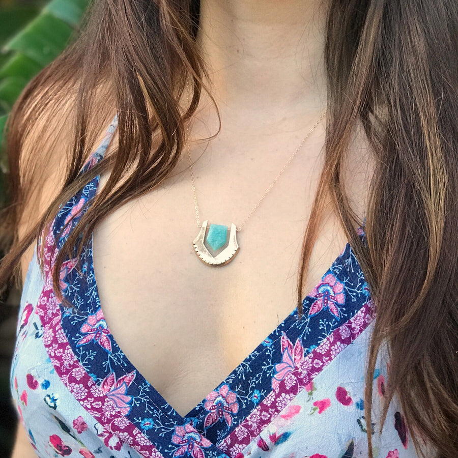 HELIX Amazonite Bronze Necklace