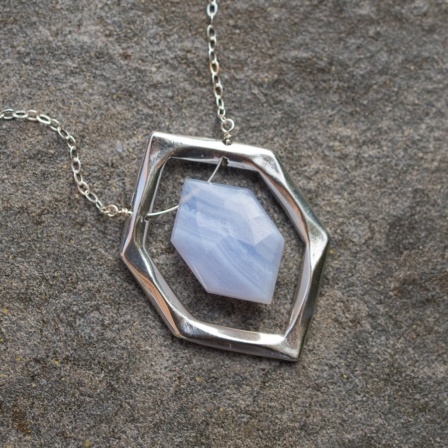 DIAMOND Blue Lace Agate Necklace