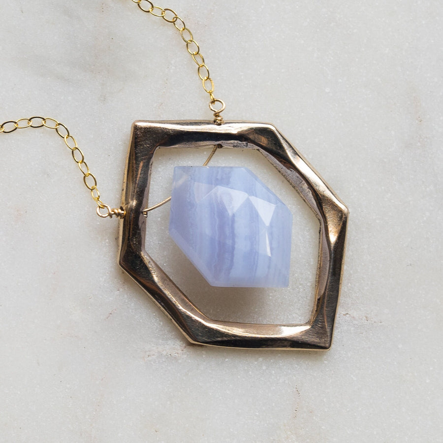 DIAMOND Blue Lace Agate Necklace