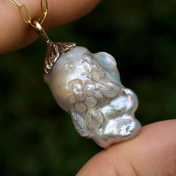 Carved Baroque Pearl Pendant