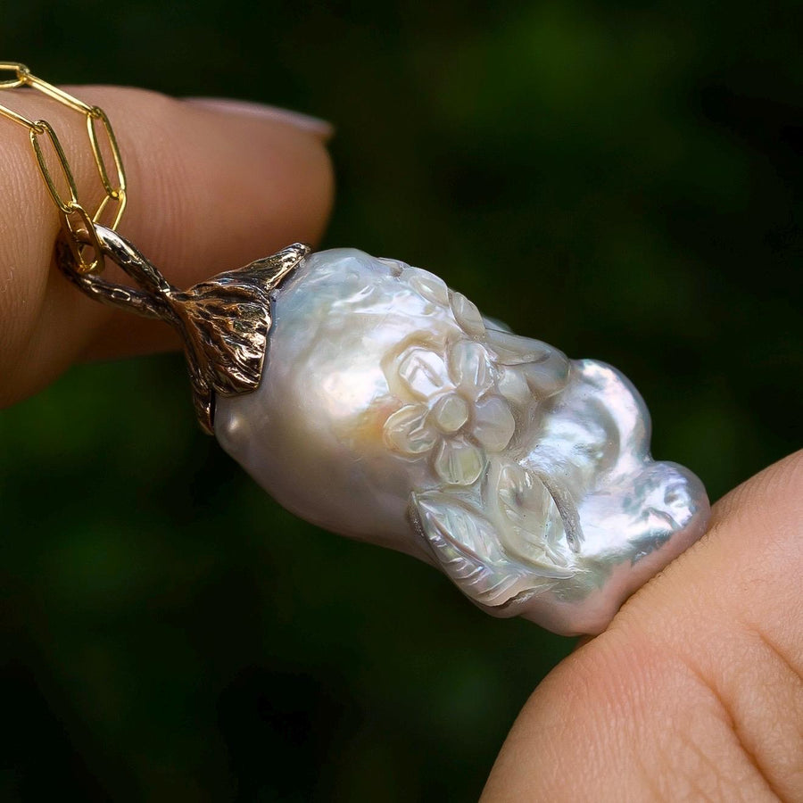 Carved Baroque Pearl Pendant