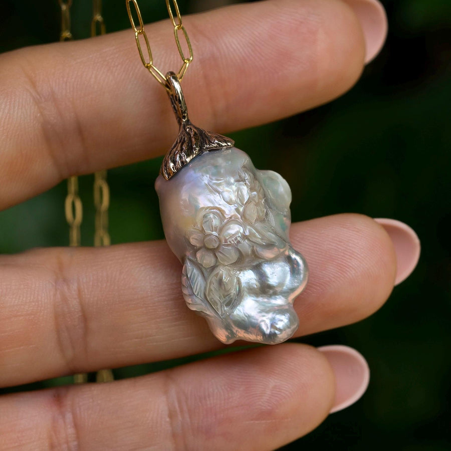 Carved Baroque Pearl Pendant