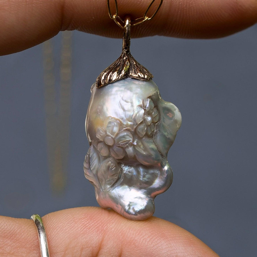 Carved Baroque Pearl Pendant