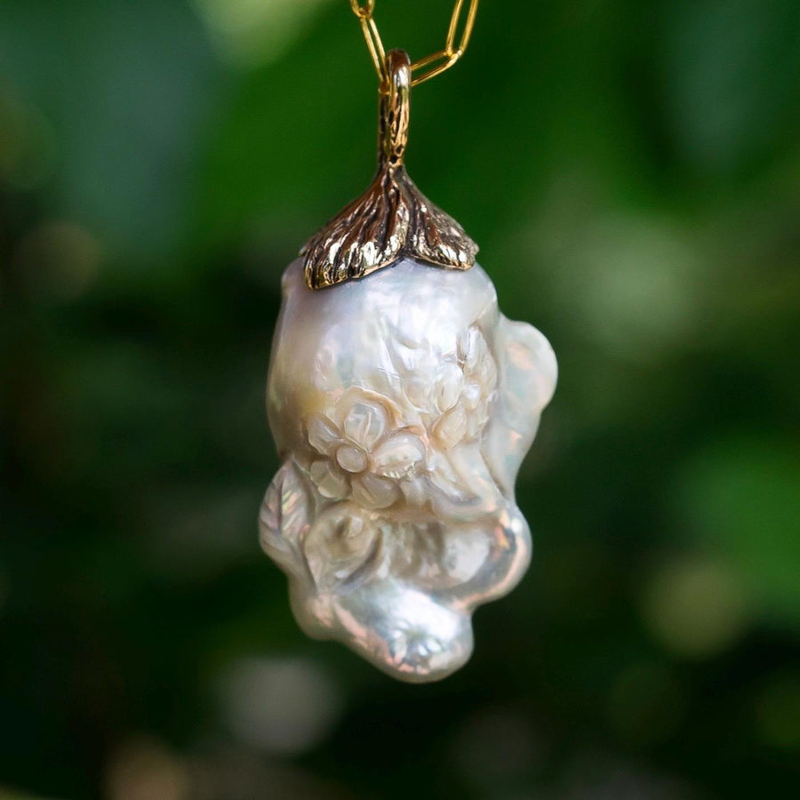 Carved Baroque Pearl Pendant