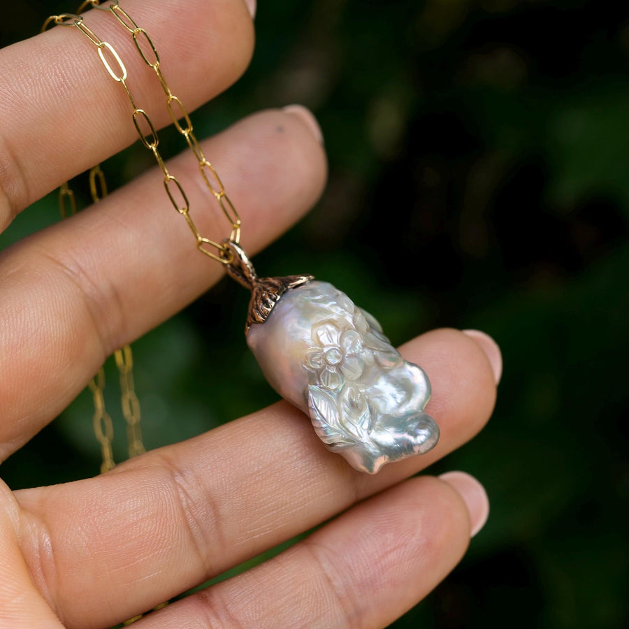 Carved Baroque Pearl Pendant