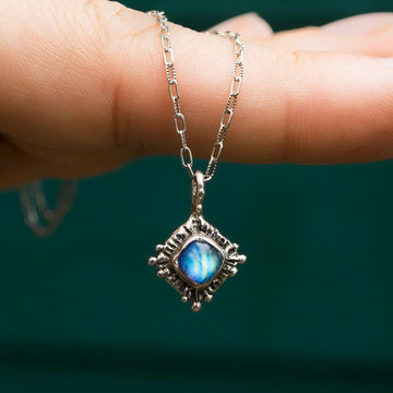 Antique moonstone cushion cut pendant