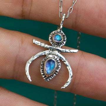 CELESTE / Moonstone Necklace, Crescent Moon Necklace, Moonstone Jewelry, Rainbow Moonstone Necklace, Moon Phase Necklace, Bohemian Jewelry