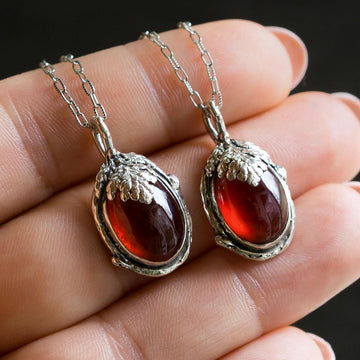 Red hessonite garnet handmade pendants