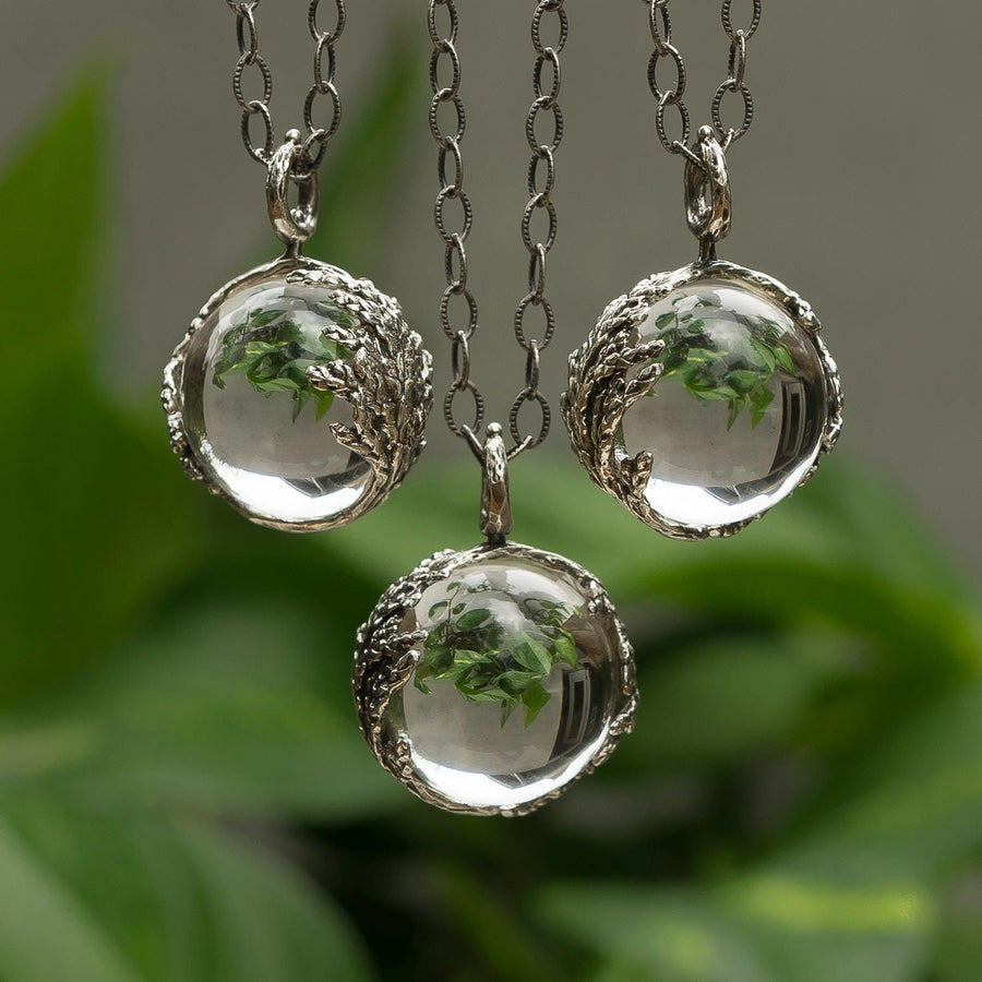 PRE-ORDER Quartz Orb Leaf Pendant