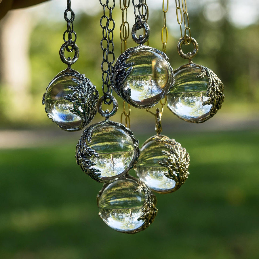 PRE-ORDER Quartz Orb Leaf Pendant