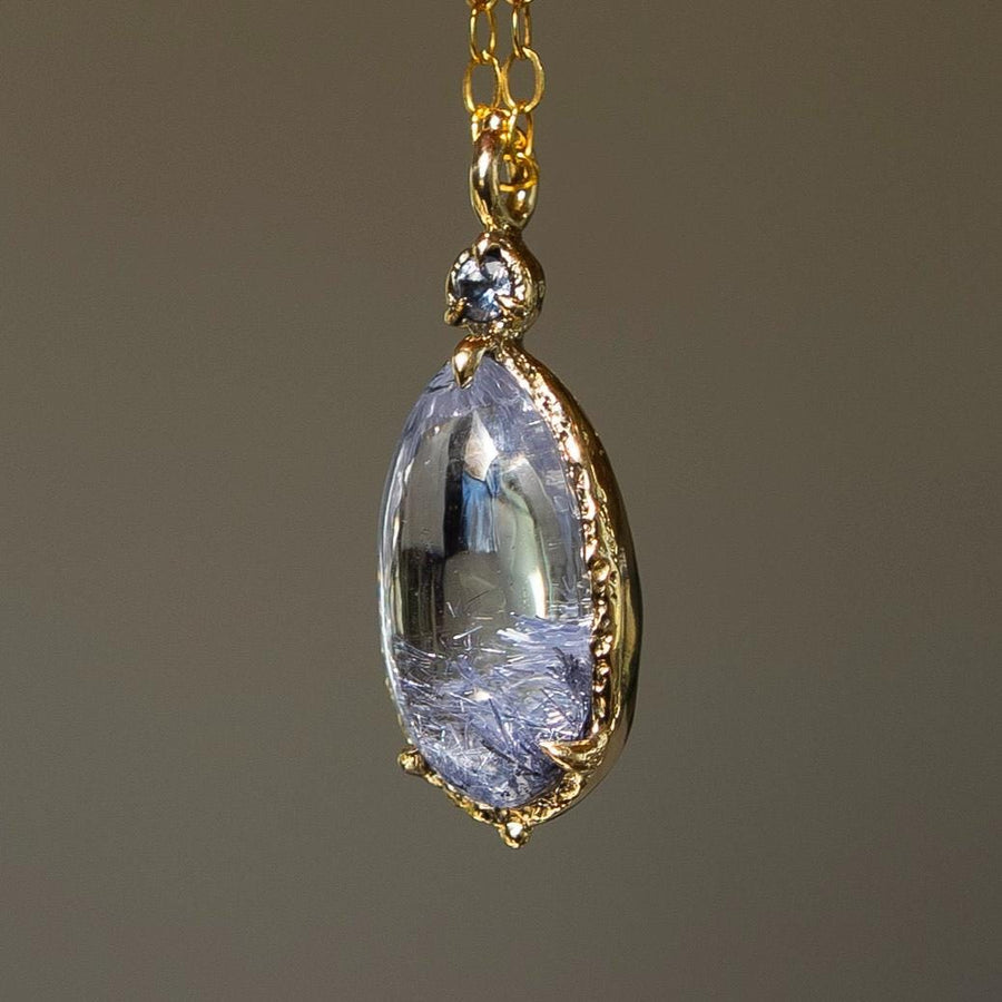 14k Gold Dumortierite Quartz Pendant