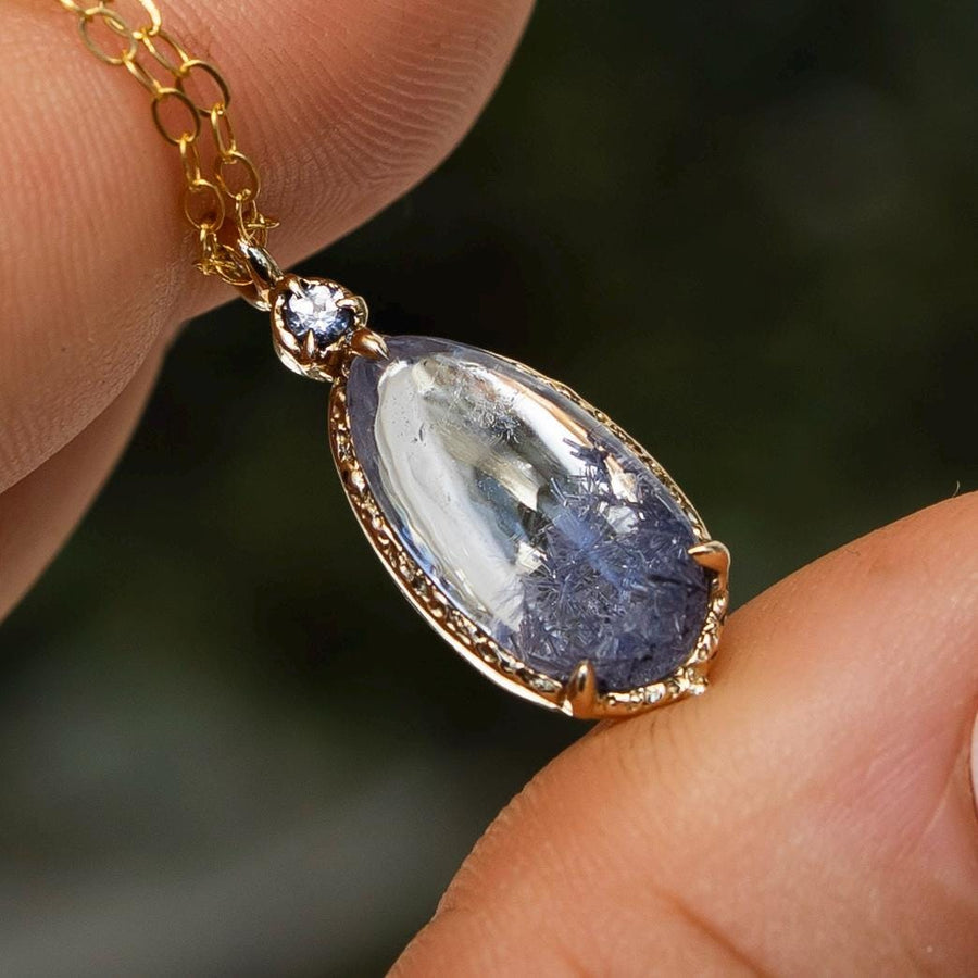 14k Gold Dumortierite Quartz Pendant