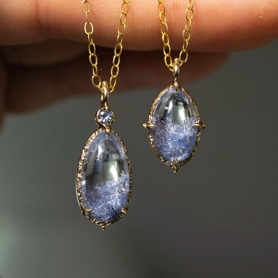 14k Gold Dumortierite Quartz Pendant