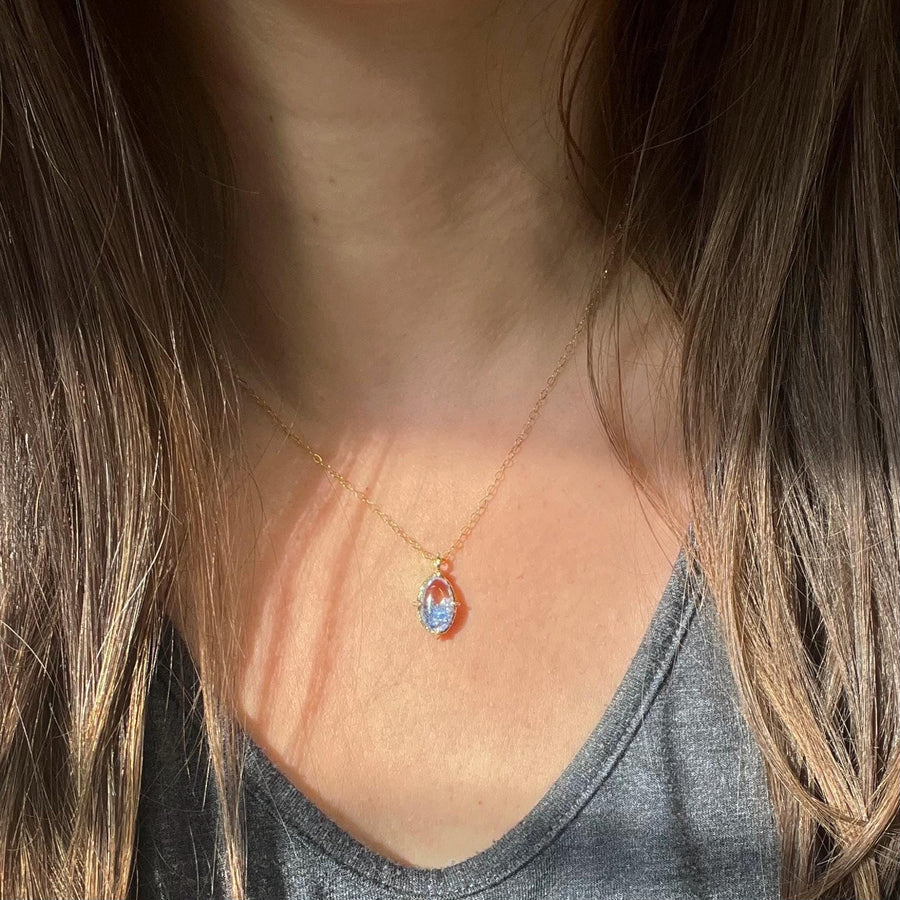 14k Gold Dumortierite Quartz Pendant