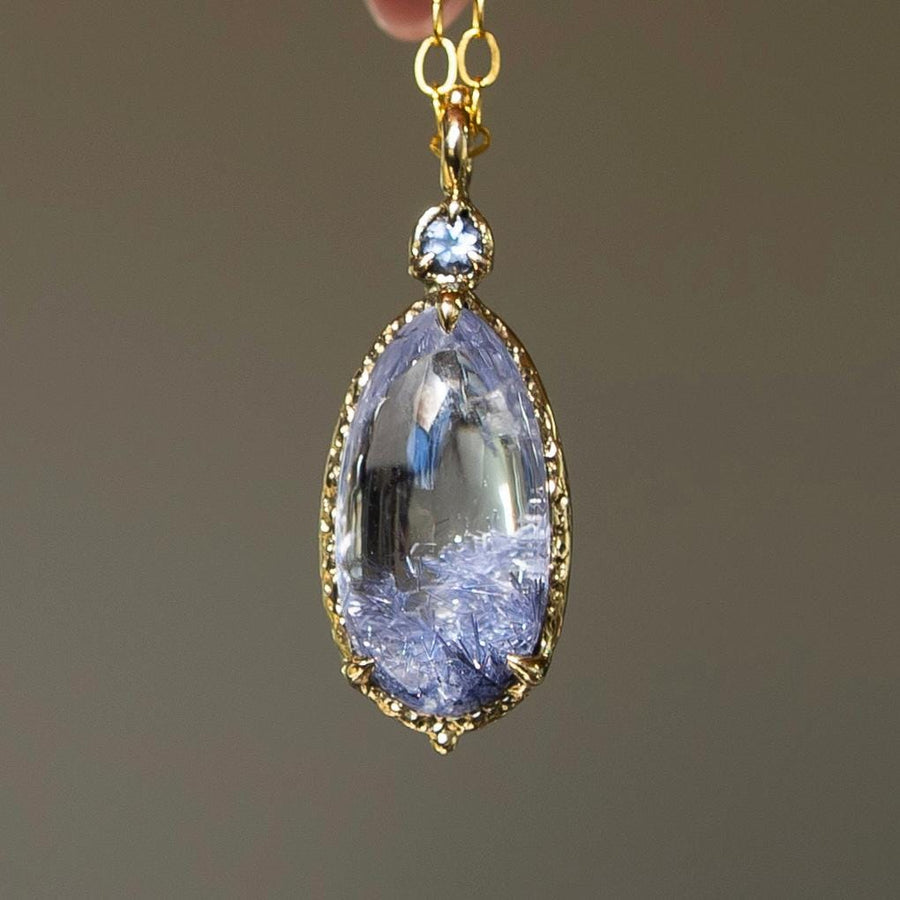 14k Gold Dumortierite Quartz Pendant