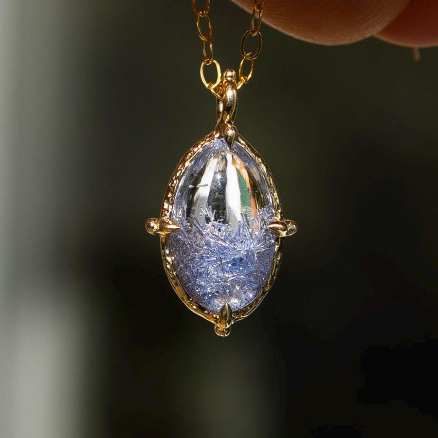 14k Gold Dumortierite Quartz Pendant